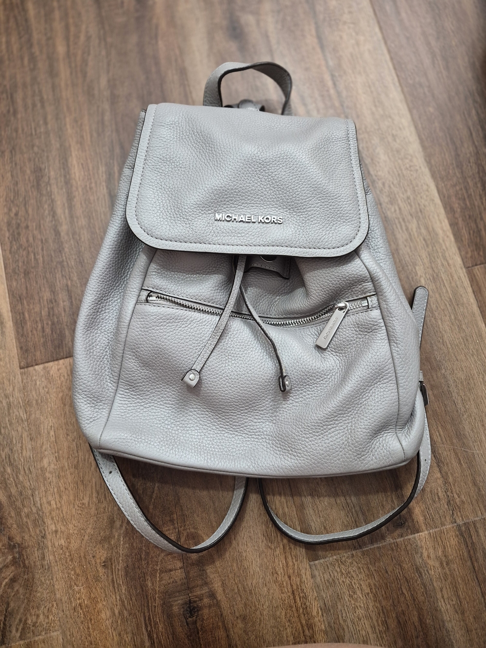 Michael Kors Pebbled Leather Backpack in Light Gray